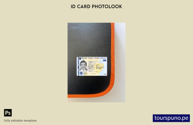 Plantilla frontal con apariencia fotográfica de tarjeta de identificación de Kos